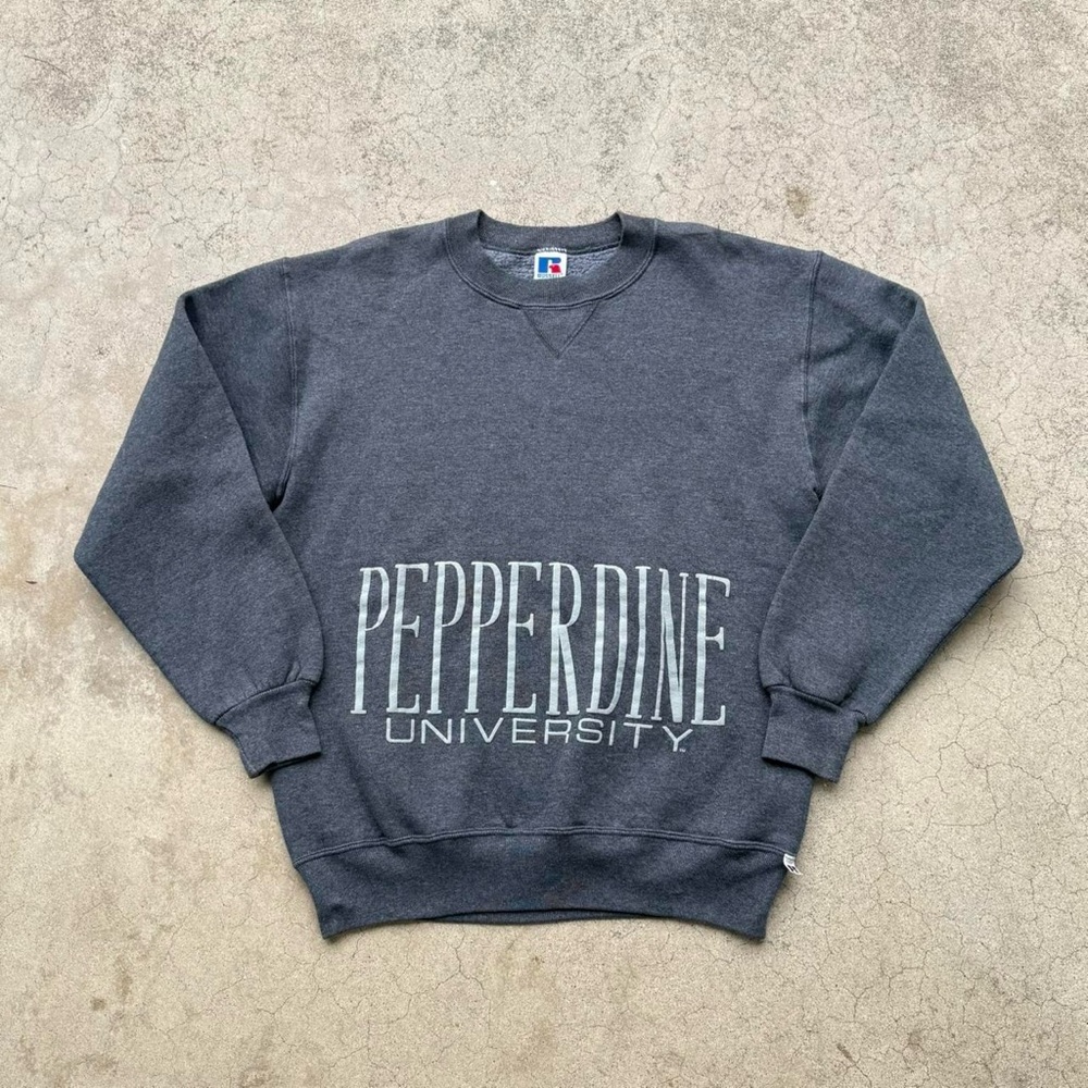 Vintage 90’s Pepperdine University Russell Athletic Crewneck Sweater Grey Sz M